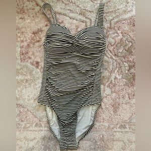 Niptuck women’s swim suit black and white stripe